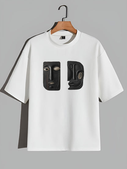 Premium Oversized Abstract Dual Mask Art T-Shirt