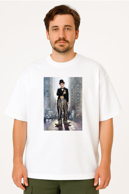 Classic Charlie Chaplin Street Art Oversized Tee