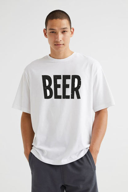 Premium Oversized Drop Shoulder T-Shirt – "BEER" Statement Tee