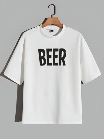 Premium Oversized Drop Shoulder T-Shirt – "BEER" Statement Tee