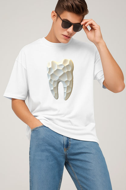Premium Oversized T-Shirt with 3D Geometric Tooth Design – Modern Artistic Graphic Tee