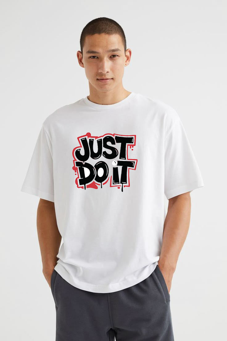 Premium Modern Maroon Oversized "Just Do It" Graphic T-Shirt – Stylish & Comfortable Streetwear for Men