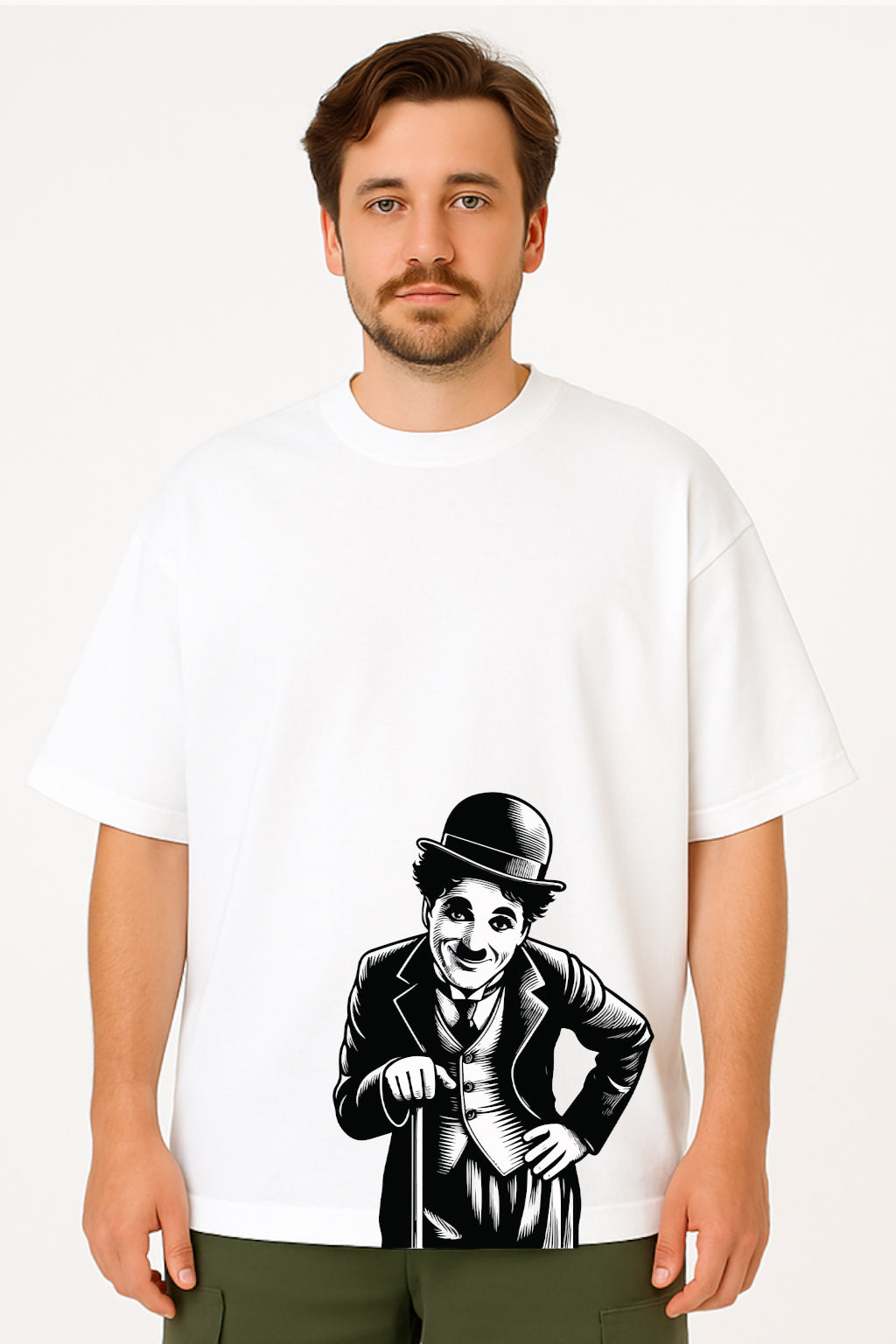 Charlie Chaplin Monochrome Oversized T-Shirt