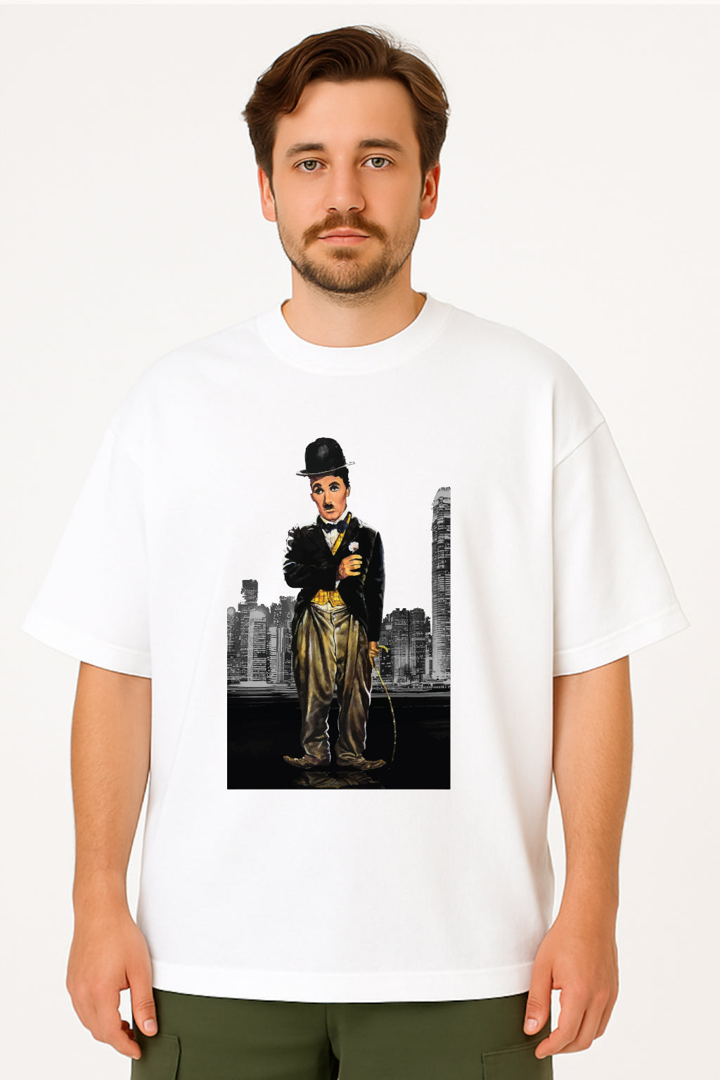 Charlie Chaplin Oversized Graphic T-Shirt