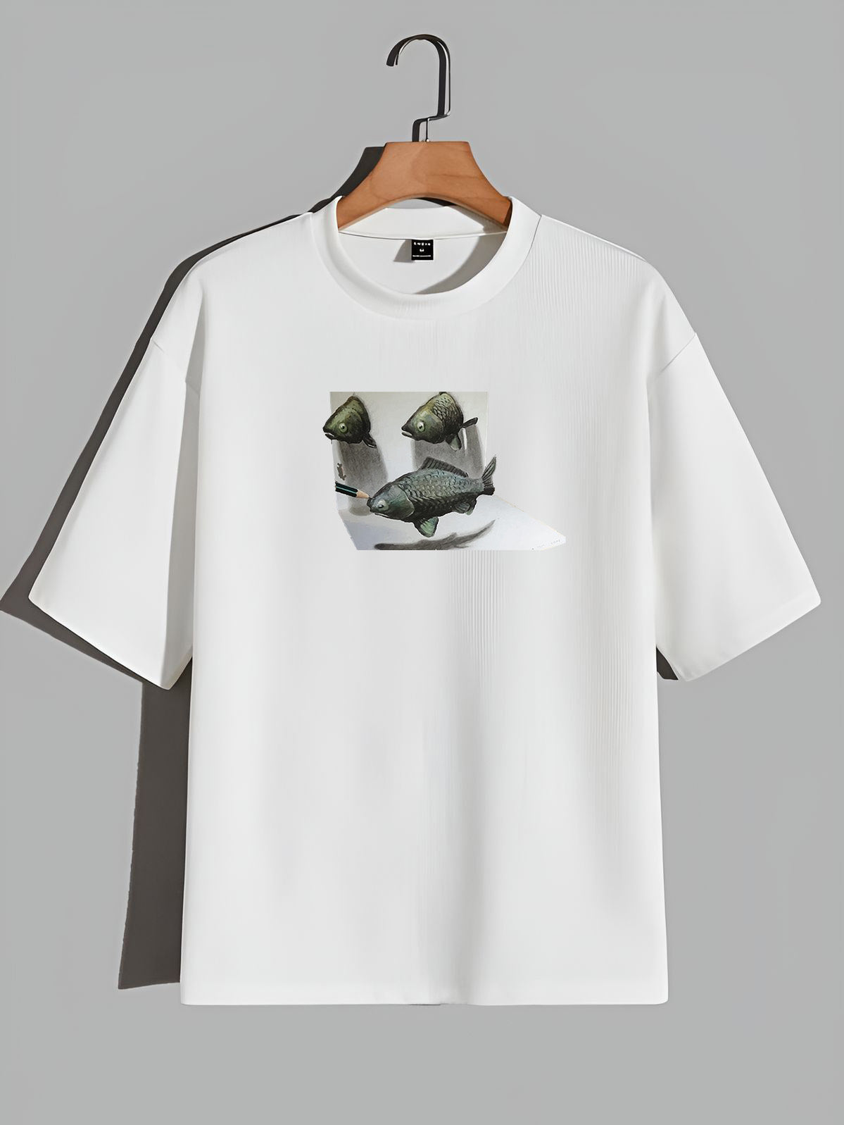 Premium 3D Illusion Fish Art Oversized Tee
