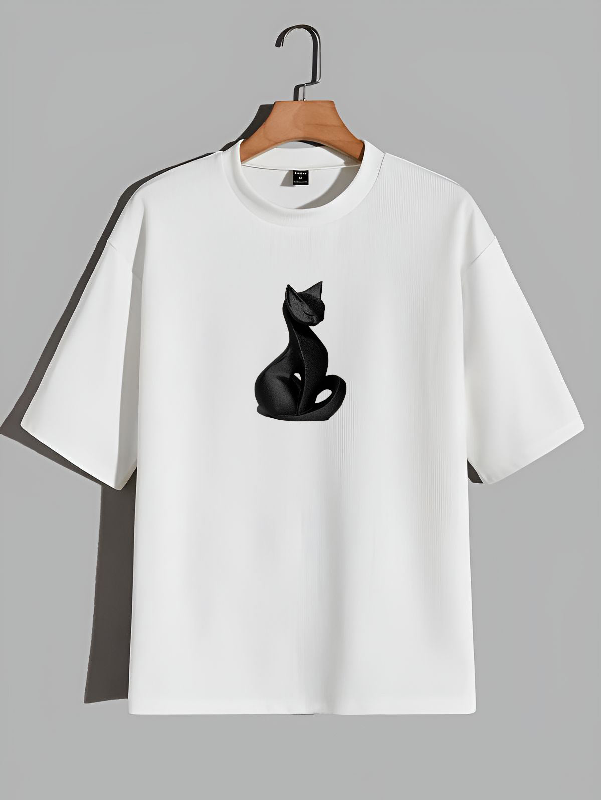 Premium Black Cat Graphic Oversized Tee