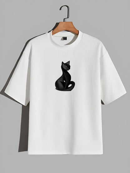 Premium Black Cat Graphic Oversized Tee