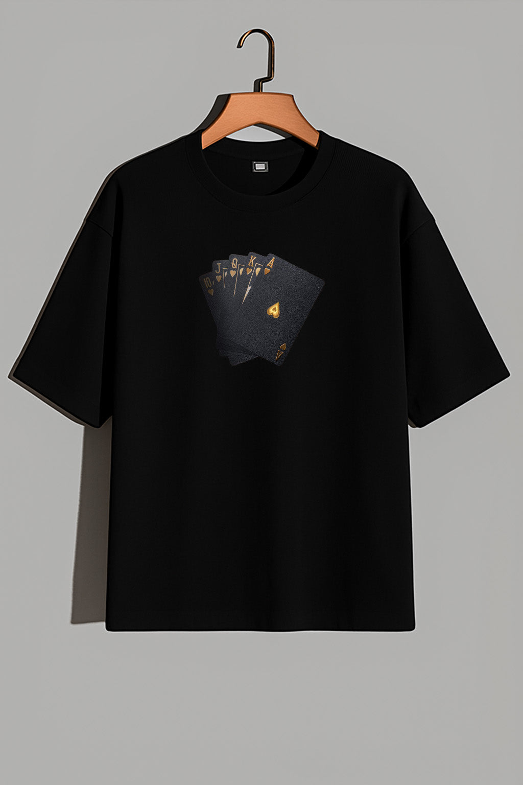 Premium Royal Flush Card Graphic Oversized Tee