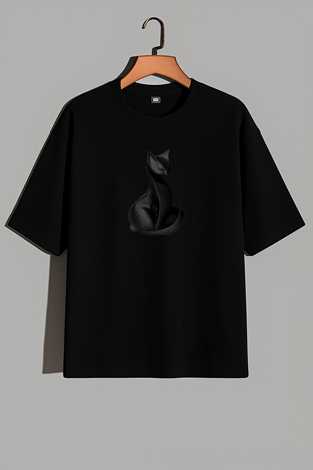 Premium Black Cat Graphic Oversized Tee