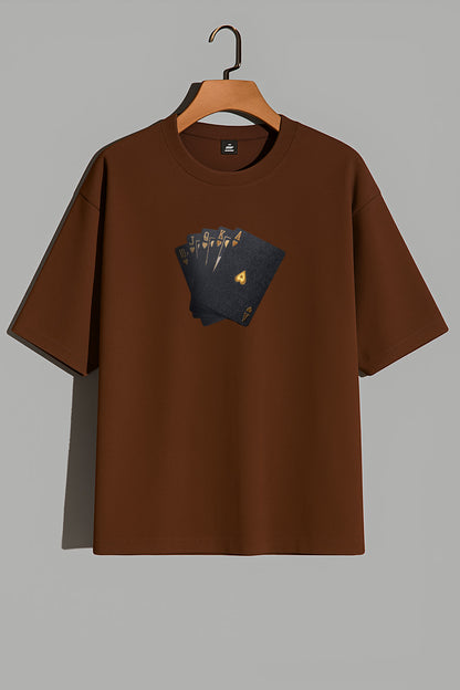 Premium Royal Flush Card Graphic Oversized Tee
