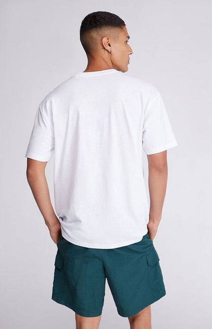 Minimalist White Drop Shoulder Oversized T-Shirt – Unisex Streetwear