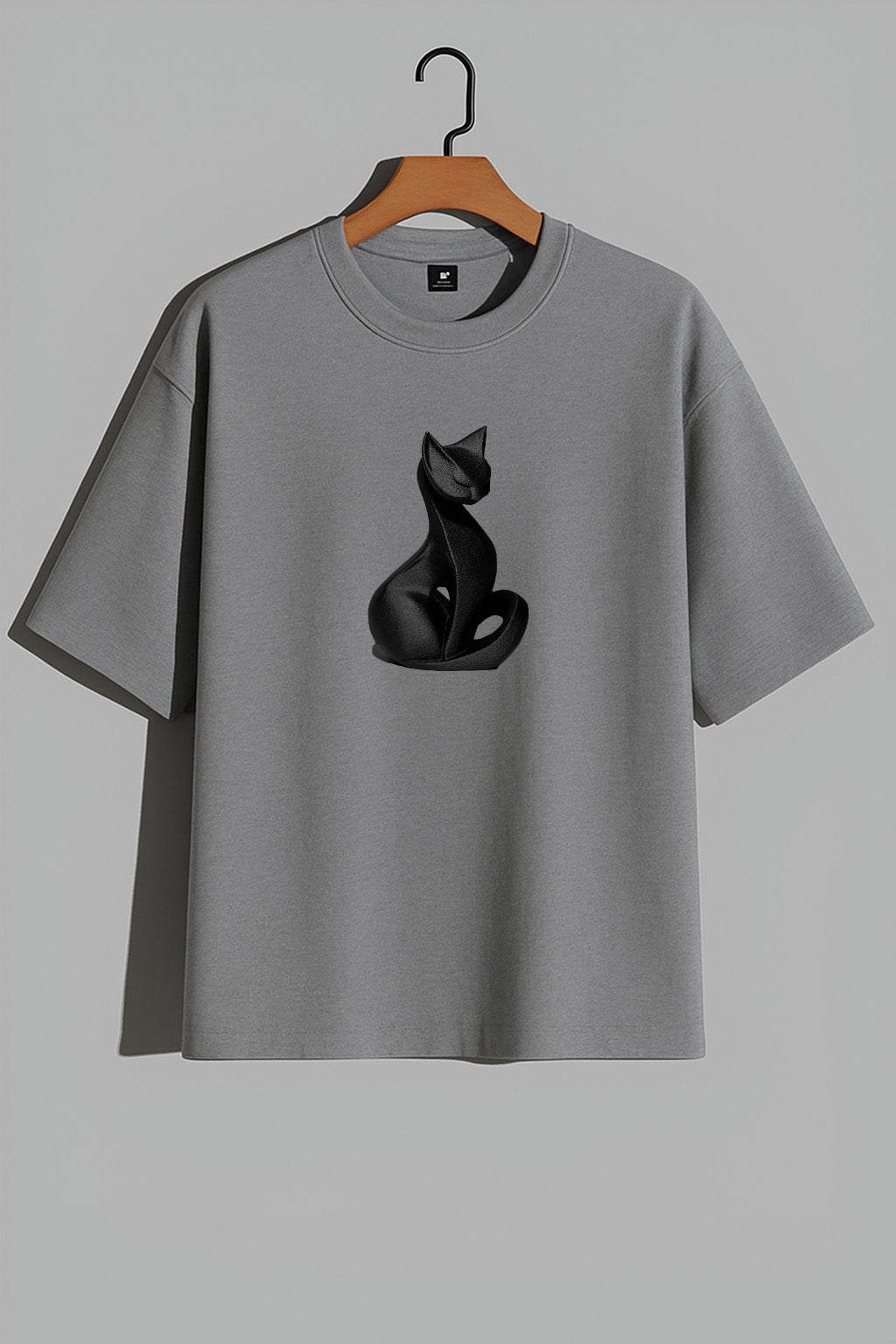 Premium Black Cat Graphic Oversized Tee