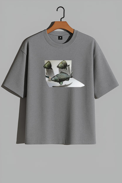 Premium 3D Illusion Fish Art Oversized Tee