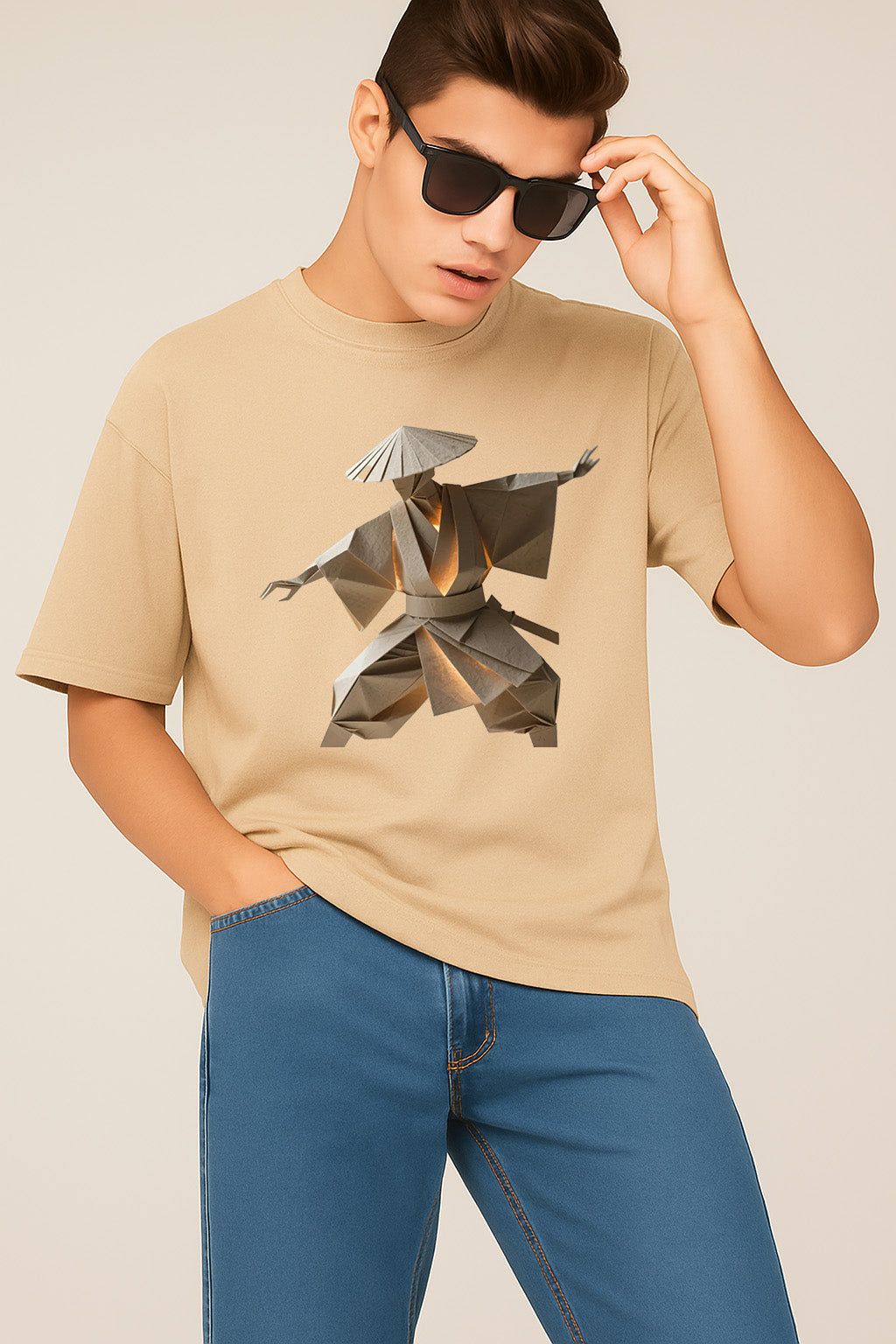 Premium Samurai Origami Graphic Tee – Japanese-Inspired Streetwear T-Shirt