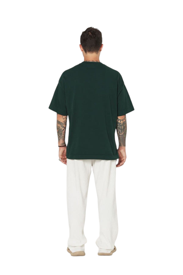 Minimalist Bottle Green Drop Shoulder Oversized T-Shirt – Unisex Streetwear