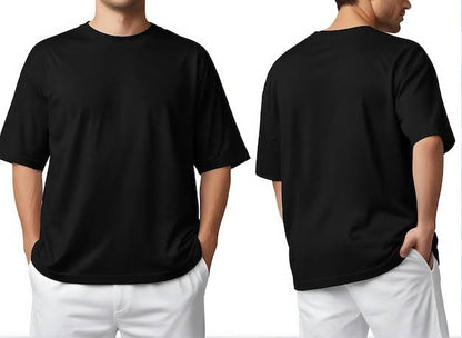 Minimalist Black Drop Shoulder Oversized T-Shirt – Unisex Streetwear