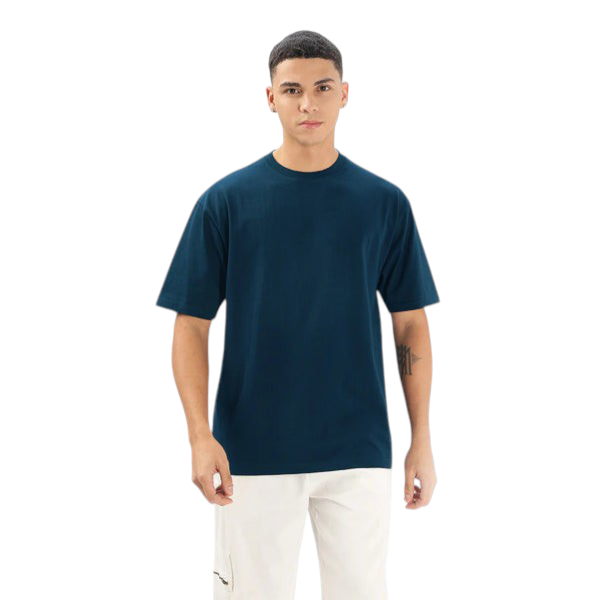 Minimalist Petrol Drop Shoulder Oversized T-Shirt – Unisex Streetwear