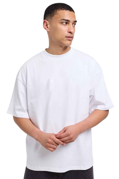 Minimalist White Drop Shoulder Oversized T-Shirt – Unisex Streetwear